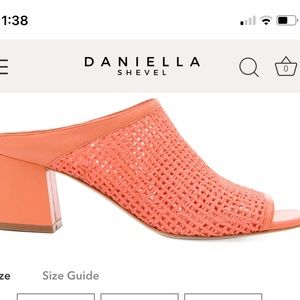 NWT Daniella Shevel SALMA Coral Nappa Leather Square Toe Sandal Low Heel 37